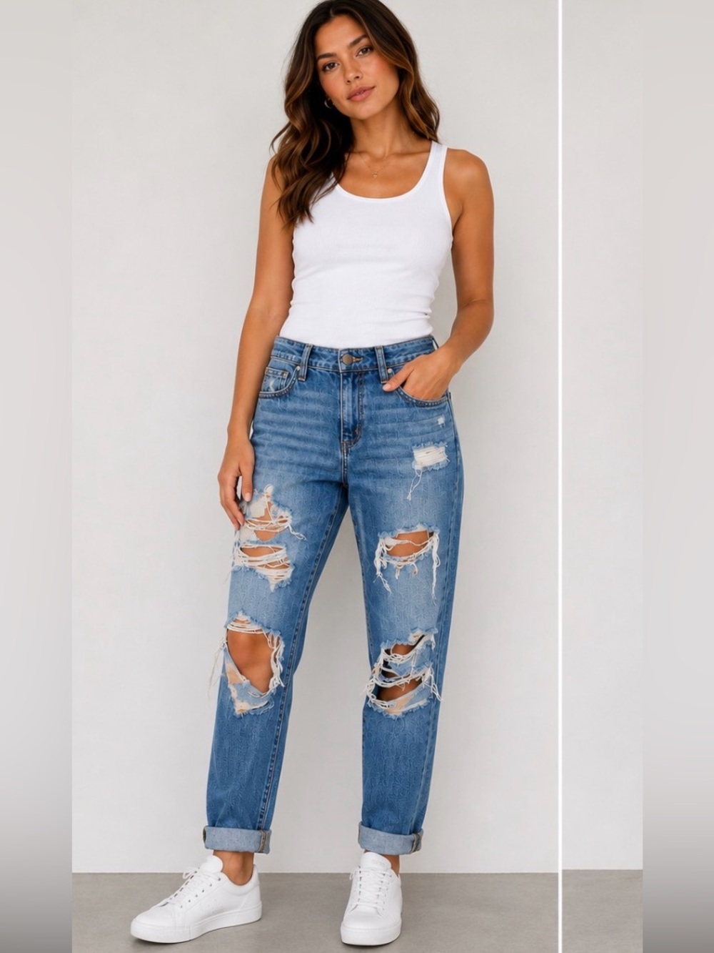 Joe's Jeans Dark Blue Ripped Boyfriend Jeans,size 24